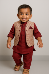 Festive Spark 3 piece Kurta Set -Khadi Cotton